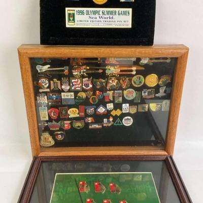 Pin Collection Display Case – Featuring Various Pins and Collectibles