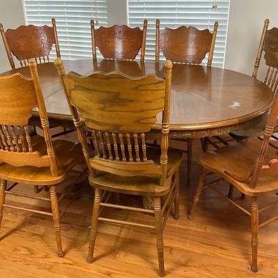 Oak Dining Table with 8 Chairs