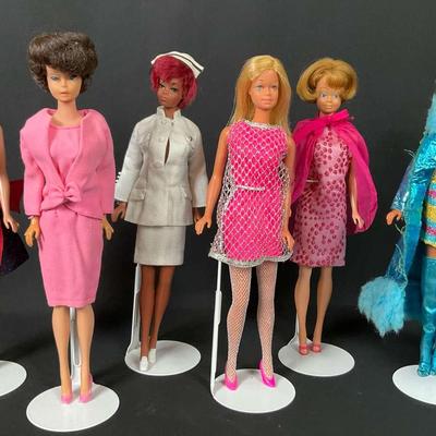 Vintage Barbie Dolls in Bold Retro Outfits