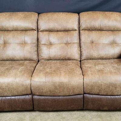 Reclining Sofa with Suede Upper and Leather Lower