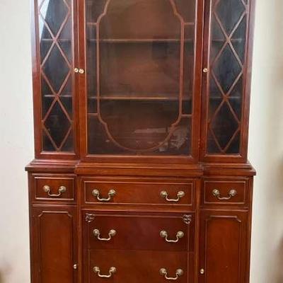 Breakfront Mahogany China Cabinet
