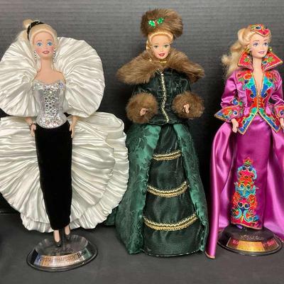 Set of Five Collector Edition Barbie Dolls in Stunning Gowns