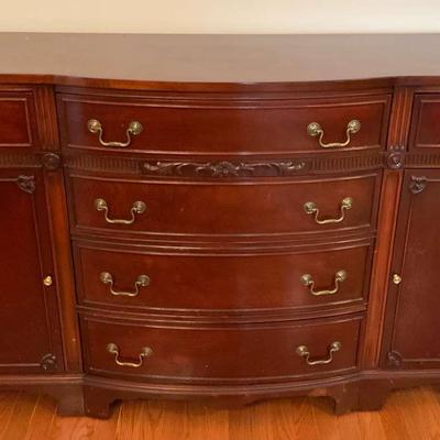 Mahogany Sideboard with Serpentine Front and Brass Hardware