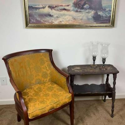 Vintage Chair, Table, Picture, and Lamp Set