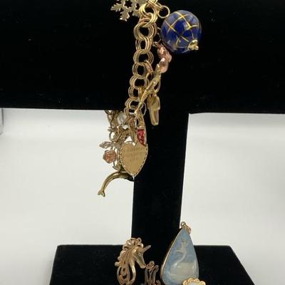 14K Gold Charm Bracelet with Charms