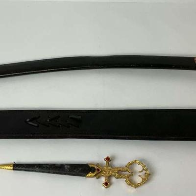 Decorative Curved Sword, Straight Sword, and Scissors Set