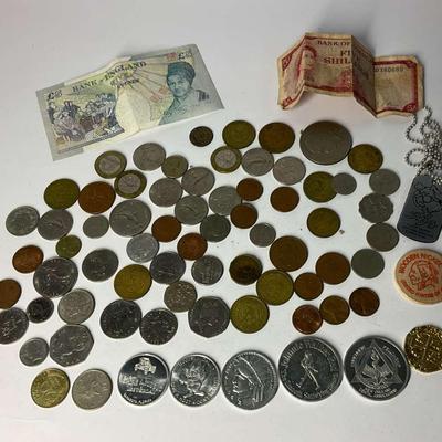 Assorted World Coins and Paper Currency