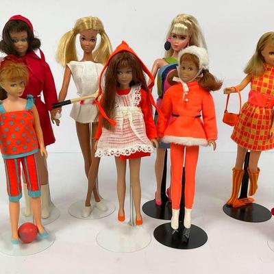 Vintage Barbie Dolls with Colorful Outfits