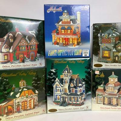 Set of 6 Christmas Village Buildings (Boxes Included)