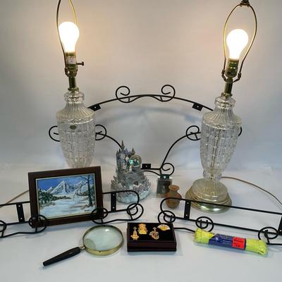 Vintage Decor & Collectibles Lot – Lamps, Crystal, Miniatures & More