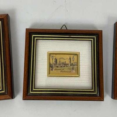 Framed Vintage Art Prints - Set of 3 with Certificate of Guarantee 23KT Gold Leaf