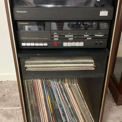 Panasonic Record Player with Glass Cabinet – Powers On