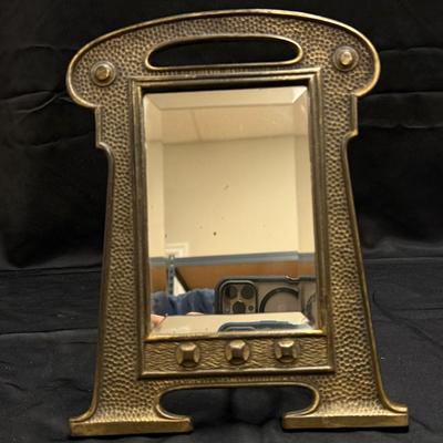 Lot 410: Antique Heavy Metal Bevel Glass Vanity Mirror