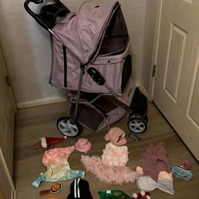 Pet Stroller And S/m Dog Outfits