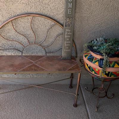 Metal Bench And Tallevera Inspired Pot