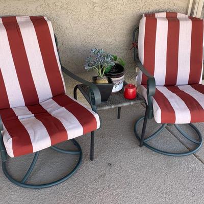 Two Patio Chairs And A Side Table 