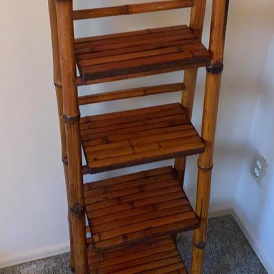 Bamboo Folding Etagere Ladder Shelf