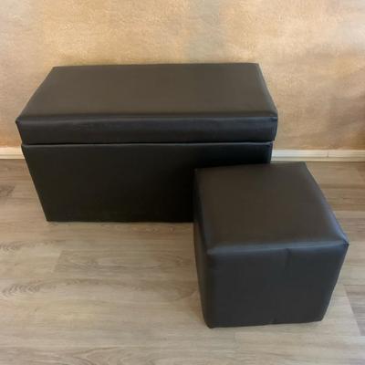 Sale Photo Thumbnail #127: Leather Storage Bench And Leather Cube Stool 