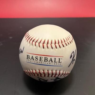 commemorative baseball for Ken Burn's Baseball series, signed by Buck O'Neill and Ken Burns
