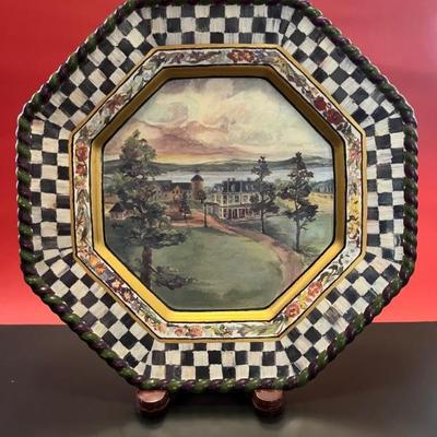 Decorative plate with a country scene by McKenzie Childs