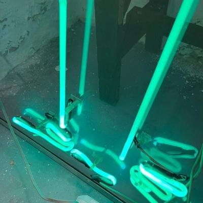 6" tall vintage neon sign of a cactus mounted on acrylic for hanging