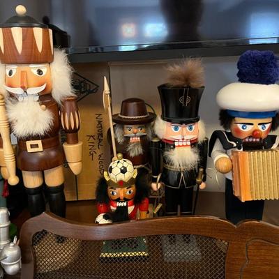 A collection of nutcrackers, many from Germany, some from East Germany, some newer