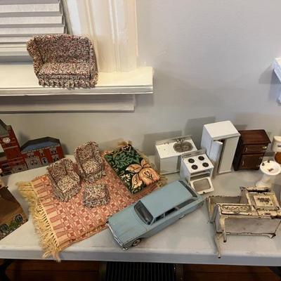 antique doll and doll house furniture