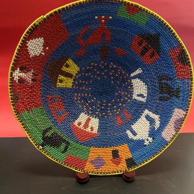 African beadwork basket plate
