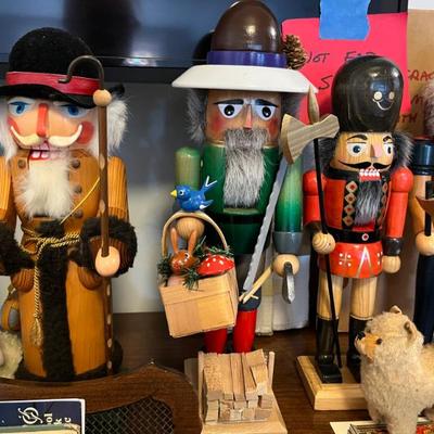 A collection of nutcrackers, many from Germany, some from East Germany, some newer