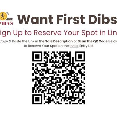 Scan this QR code to access the digital list for entry on the day of sale, 