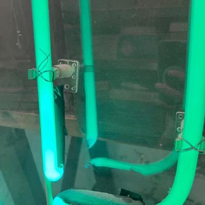6" tall vintage neon sign of a cactus mounted on acrylic for hanging