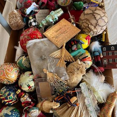 lots of vintage Christmas ornaments 
