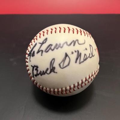 commemorative baseball for Ken Burn's Baseball series, signed by Buck O'Neill and Ken Burns