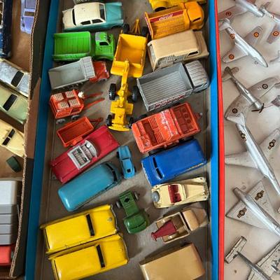 lots of toy cars, some new in box, plus vintage Matchbox, made in England