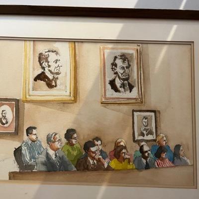 Chicago history—original courtroom watercolor illustrations from Chicago criminal trials