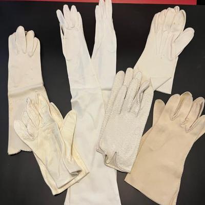 Vintage white kid evening gloves