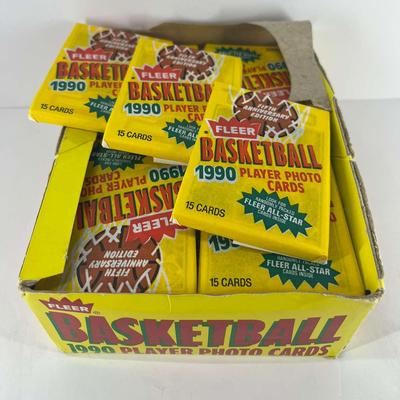 Box Full of Unopened Packs of 1990 Fleer Basketball Cards