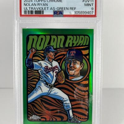 2024 Topps Chrome Nolan Ryan Ultraviolet All-Stars Green Refractor – PSA 9