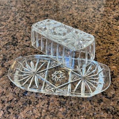 Glass butter dish $10