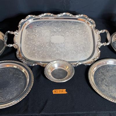 AT142 Silver Plated Serving Pieces And Goblets 