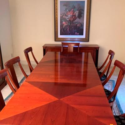 AT119 Ethan Allen Medallion Style Dining Room Table