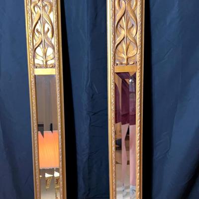 AT123 Two MCM Decorative Gold Beveled Mirrors