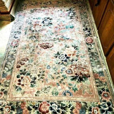 AT503 Floral Rug With  Fringe 
