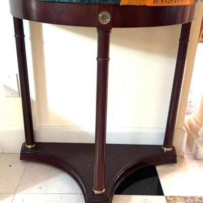AT127 Bombay Company Demuline Green Marble Half Moon Console Table