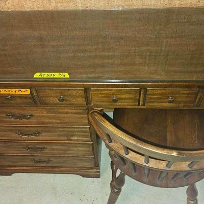 AT504 4 Drawer Desk With Glass Top & Chair (on second floor)