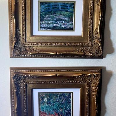 AT124 Two Nature Prints In Gilded Gold Wood Frames