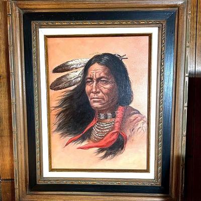 AT509 A Portrait Print Of “Native American Chief" by Bill Hampton.