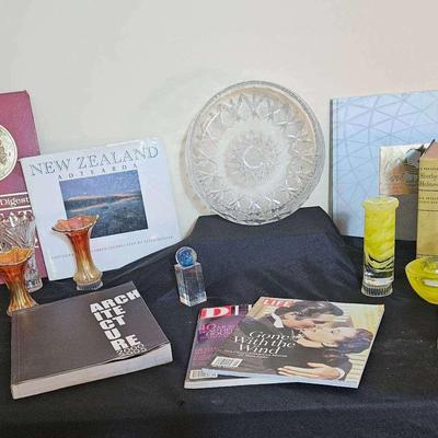AT190 Carnival Glass, Kosta Boda Glass Candlestick, Readers Digest Atlas And More