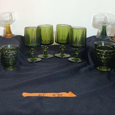 AT334 Green Indiana Glass Whitehall Tumblers and more
