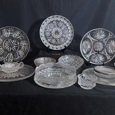 AT189 Assorted Glass Serving Pieces including Waterford 